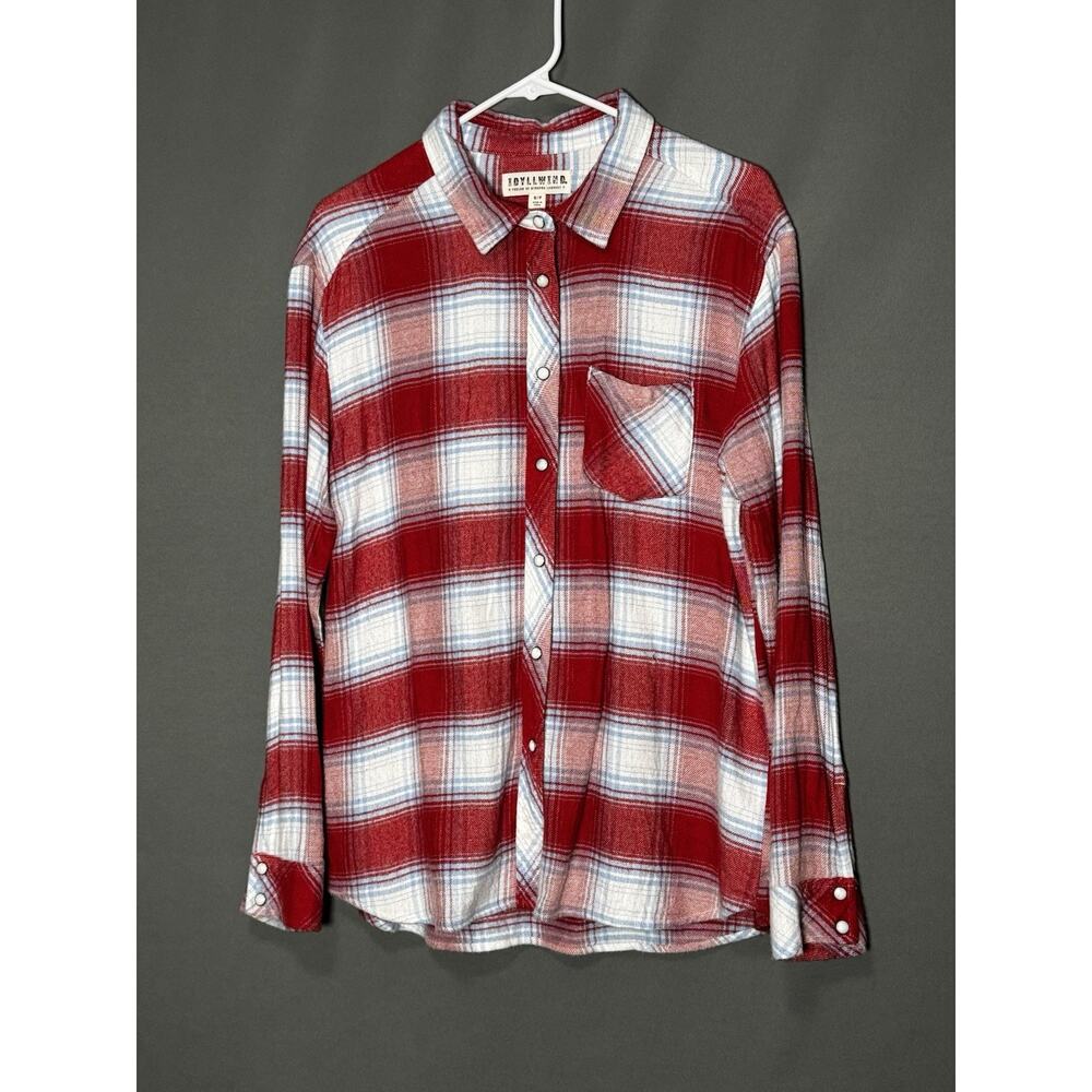 IDYLLWIND x Miranda Lambert Red Blue Plaid Sycamore Ridge Long Sleeve SMALL